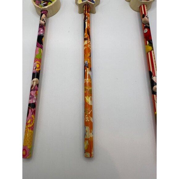 Set Of 3 VTG Disney Pencils W Eraser Toppers Mickey &‎ Minnie Mouse Donald Goofy - Picture 4 of 10